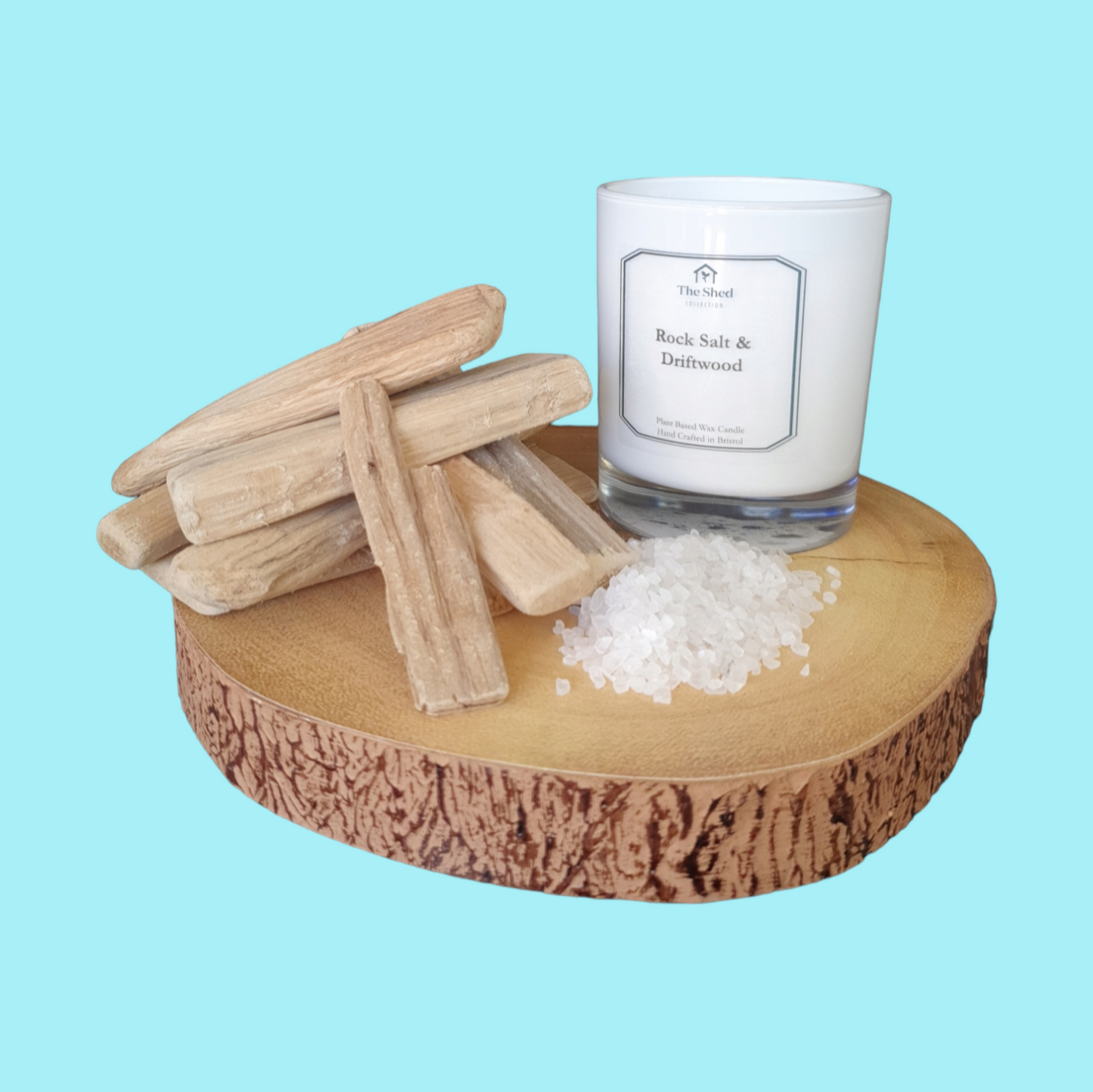 Rock Salt & Driftwood Hand Crafted Candle (200g)